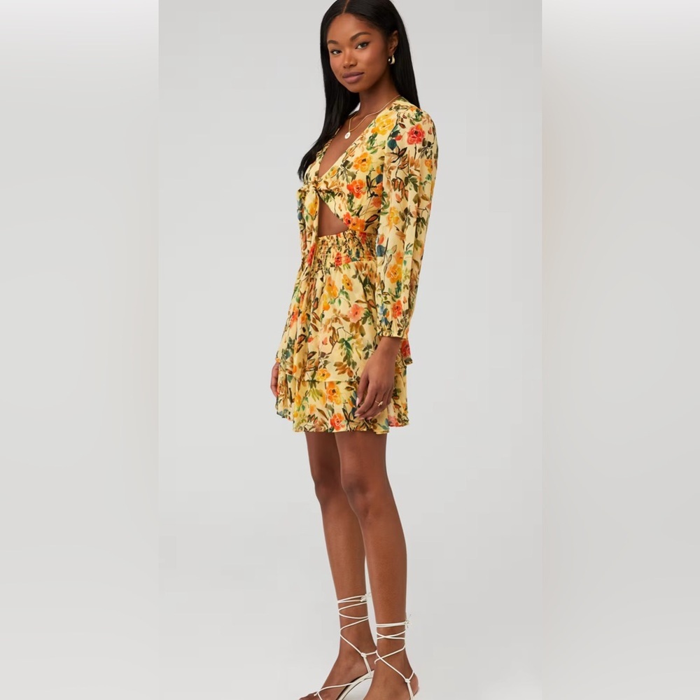 Rays for Days Laurel Dress‎ with Creamy Yellow Floral and Cutout, size womens XS